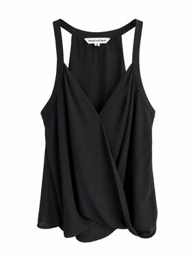 Always and Forever Black Faux Wrap Sleeveless Blouse Size M